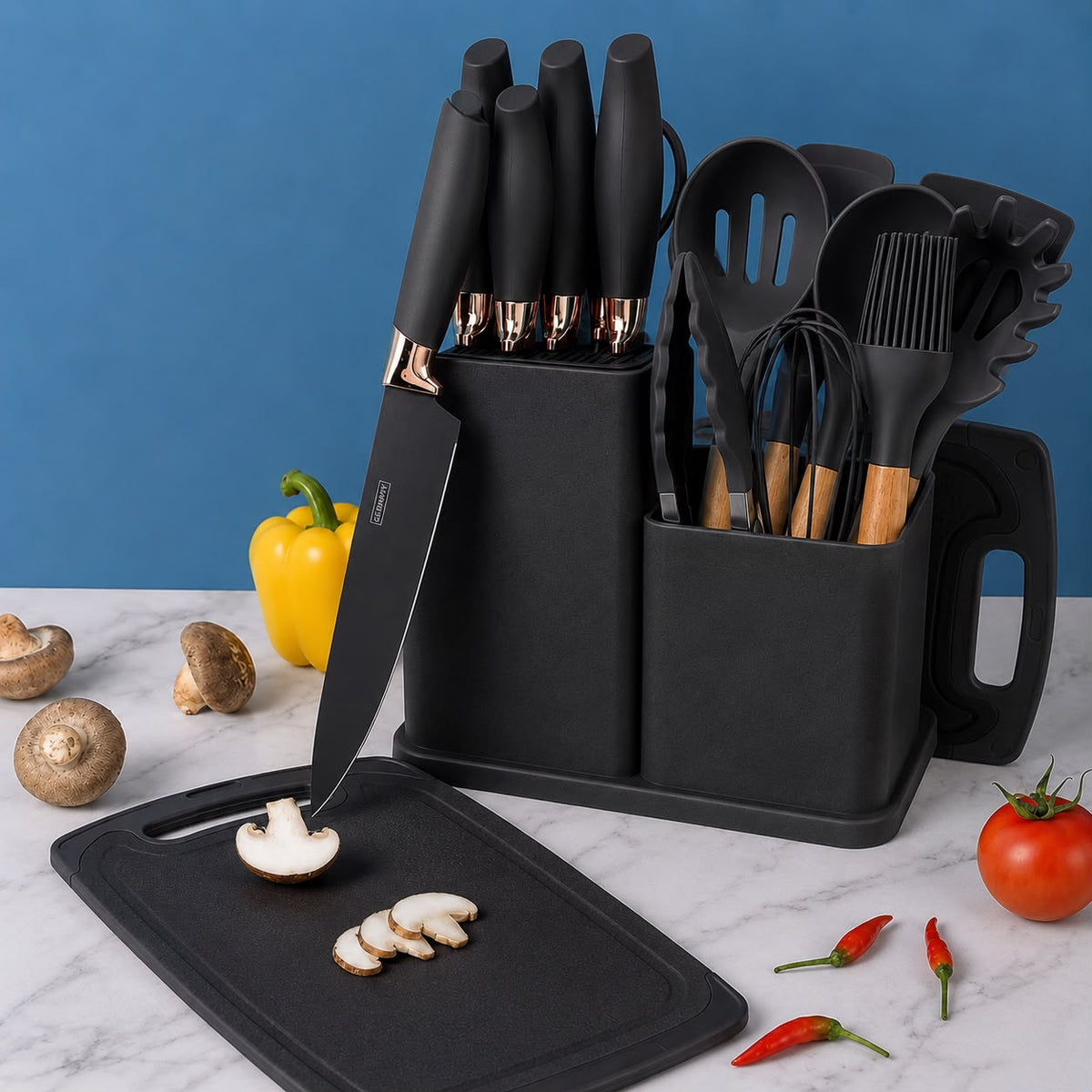 Kit de Cocina de Silicona y Madeira - 19 Piezas