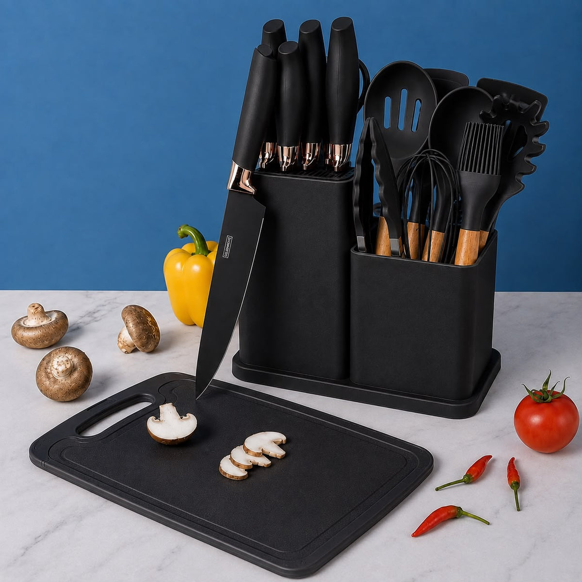 Kit de Cocina de Silicona y Madeira - 19 Piezas
